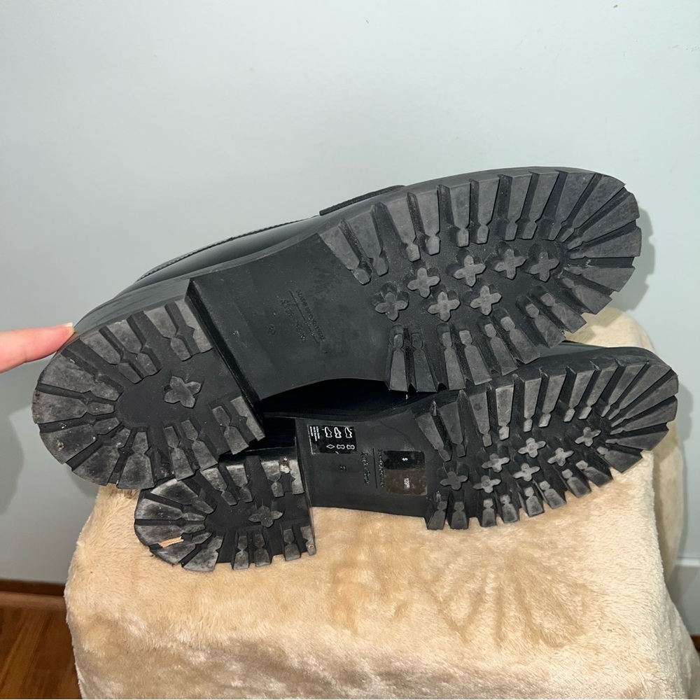& Other Stories Black Patent Leather Chunky Lug Sole Penny Loafers Size 9 - Picture 9 of 9